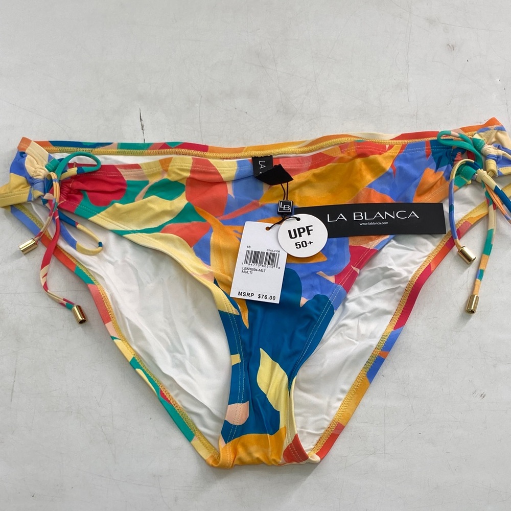 La Blanca Multicolor Floral Tie-Side Bikini Bottoms - Yellow, Blue, Red, Green
